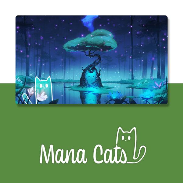 forest cat spirits mtg playmat