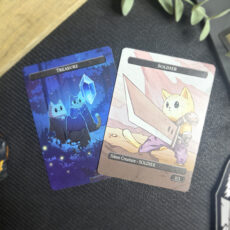 two custom double-sided solder/treasure tokens for Magic: The Gathering (MTG)
