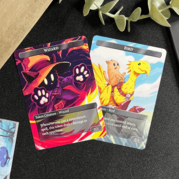 2 Double-Sided Bird/Wizard MTG Tokens