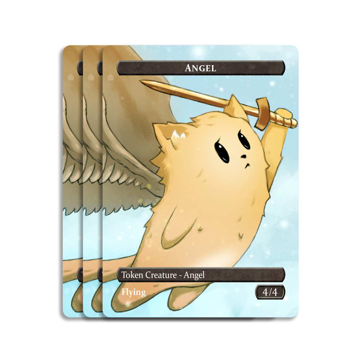 three custom angel tokens for Magic: The Gathering (MTG)