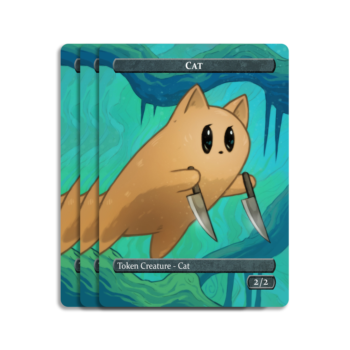 three custom cat tokens for Magic: The Gathering (MTG)